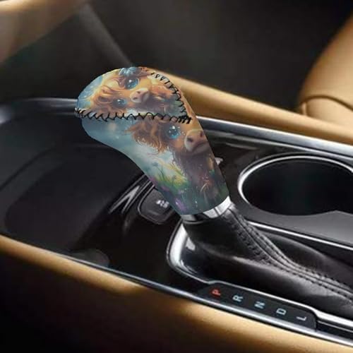 Cute Highland Cow Car Hand Brake Gear Cover Automotive Gear Shift Knob Protector Universal Fit Most Vehicle Non Slip Car Interior Accessories 2 Pack - color: Cute Highland Cow