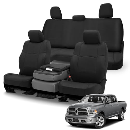 Front & Rear Seat Cover Compatible with 2013-2018 Dodge Ram & 2019-2022 Classic Ram Crew Cab, Neoprene Durability Truck Seat Cover, Rear ONLY Fit Full Bench Rear Seat Without Armrest - color: Black, size: 2013-2022 Ram 1500/2500 Front & Rear