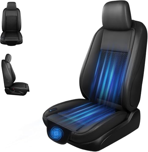 Cooling Car Seat Cushion – 3 Speeds Adjustable Ventilated Car Seat Cover for Cars Without AC, Breathable Automotive Cooling Seat Covers for Cars, 12V Plug & Play, Black (1 Pack) - color: BLACK