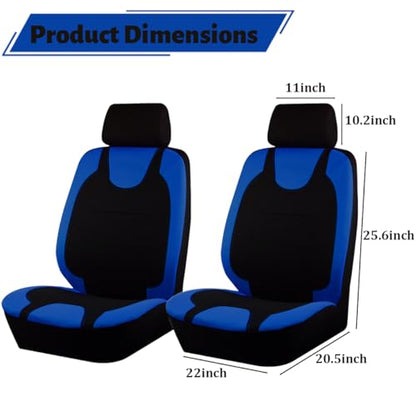 Car Seat Covers Full Set, Polyester Vehicle Front ＆ Rear Bench Seat Protectors with 5 Headrest Covers, Automotive Interior Chair Protection Accessories, Universal Fit (Blue) - color: Blue