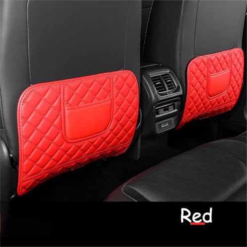 2pcs Car Seat Back Anti Kick Mat Half-Size Pad Leather Cover Seat Protector Auto Accessories (Red) - color: Red