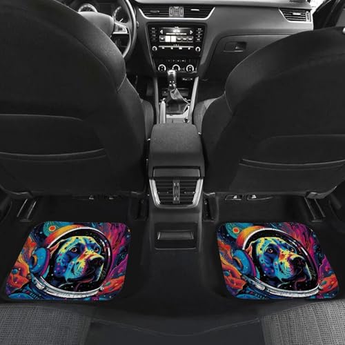 Dog Astronaut Car Floor Mats 4 Pieces Set Moon Galaxy Auto Front & Rear Floor Carpets Universal Car Mats Fit for SUV,Vans,sedans, Trucks - color: Dog In Space