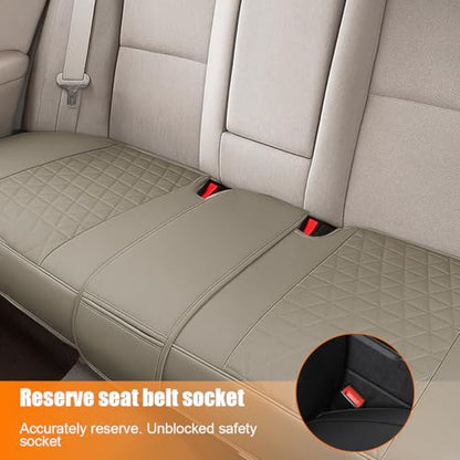 Leather Car Seat Cover, Vehicle Rear Bottom Seat Protector Pad, Full Surrounded Waterproof Auto Seat Protective Cushion with Storage Pocket, Universal Fit（Gray） - color: Gray