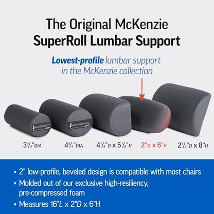 OPTP The Original McKenzie SuperRoll - USA-Made Low Back Lumbar Pillow for Office Chair Lumbar Support, Car Back Support Seat Cushions and Travel. The Preferred Lumbar Cushion by Physical Therapists. - style: SuperRoll Only