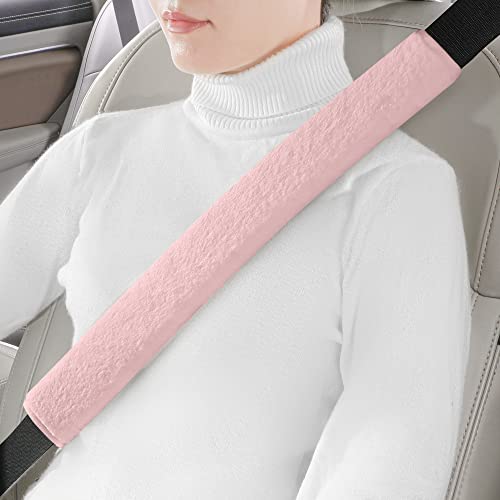Extra Long Seatbelt Cover Super Soft Furry for Adults Kids Women & Men, Thick Plush Full Car Seat Belt Strap Cushion, Fluffy Shoulder Pad Protector, Auto Interior Accessories, 1pc, Pink, 15.5in - color: Pink, size: 15.5in - 1pc