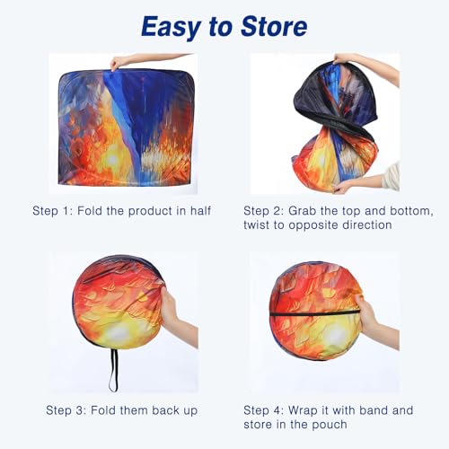 Windshield Sun Shade - Car Sun Shade Windshield, Reflector Sunshade Offers Ultimate Protection for Car Interior - color: Sunset & Tree(57"x32")