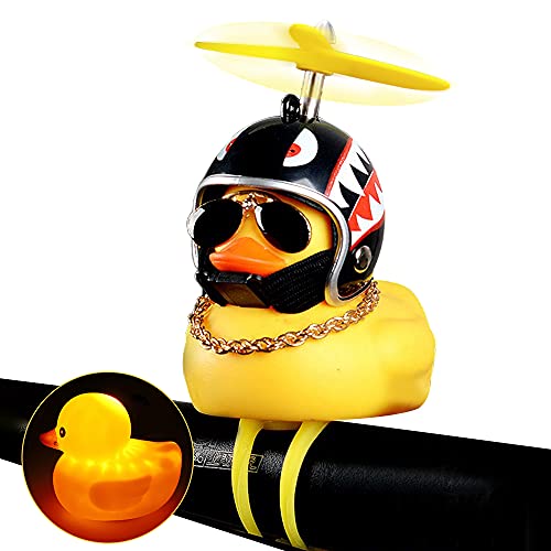Rubber Duck Toy Car Ornaments Yellow Duck Car Dashboard Decorations Squeeze Duck Bicycle Horns with Propeller Helmet - color: Shark