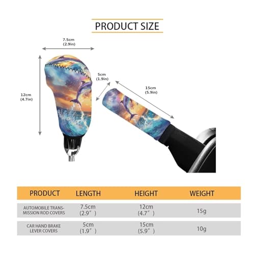 AFPANQZ Dolphin Car Gear Shift Cover Set, Car Gear Shift Knob Cover & Hand Brake Cover Women's Car Interior Accessories Universal Fits Most Vehicles Trucks Sedans - color: Cartoon Dolphin