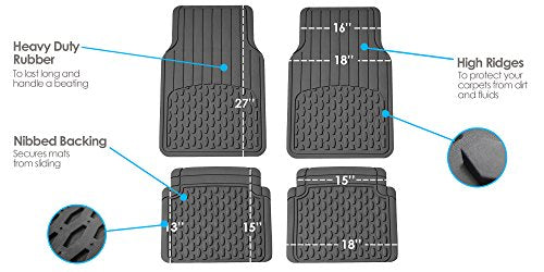 FH Group 4 Piece Liners Trimmable Climaproof™ Vinyl Car Floor Mats- Full Set with Premium Trimmable Vinyl Cargo Liner- Universal Fit for Cars Trucks and SUVs (Gray) - color: Gray
