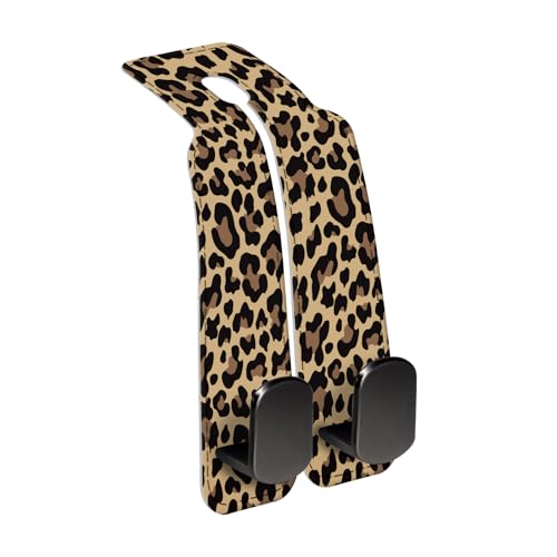 Car Seat Back Storage Headrest Hook, Premium Leather Double Metal Hook, Hanger Storage Organizer for Purse Cloth Bag, Car Interior Accessories Luxury Brown Leopard - color: Luxury Brown Leopard