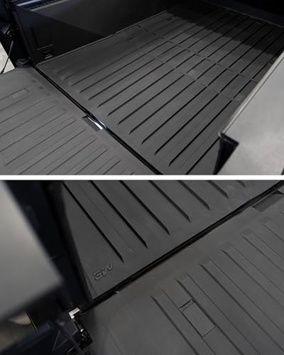3W Truck Bed Mat for Tesla Cybertruck 2023 2024 2025, All Weather Protection Waterproof Car Bed Liner, Custom Fit TPE Pickup Rear Trunk Cargo Mat Tesla Accessories Mats, Black - size: 7. Tesla Cybertruck|23-25|Truck Bed Mat