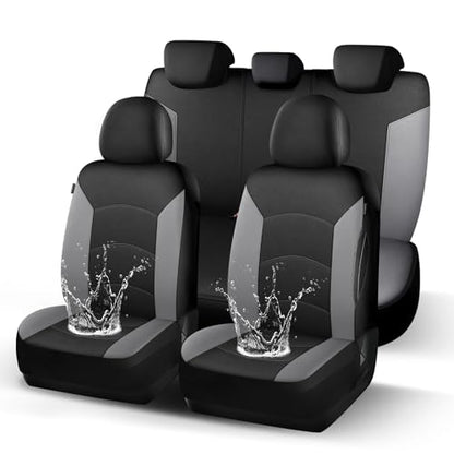 HChengkikz Car Seat Covers Full Set, Waterproof Neoprene Car Seat Covers, Airbag Compatible, Universal Fit for Most Sedans, SUVs, Trucks (Black + LightGray) - color: Black Lightgray, size: Full Set