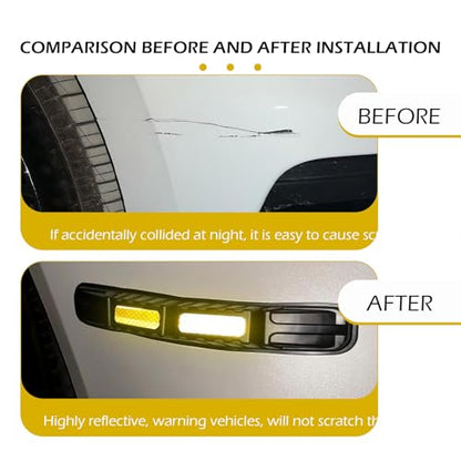 2 PCS Car Bumper Guard Strip, Anti-Collision Foldable Bumper Protector Trim with Strong Reflective Patch, 9.6" x 0.45" Car Door Edge Guards, Universal Car Night Safe Drive Accessories (Yellow)