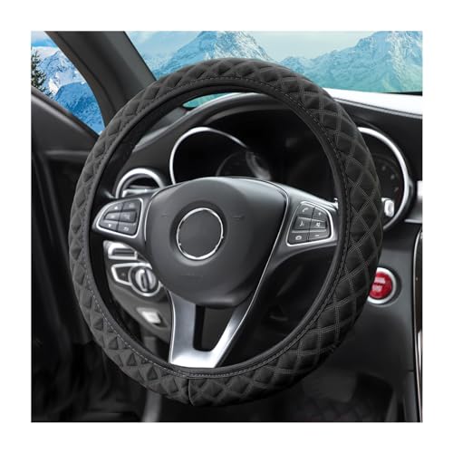 zipelo Elastic Stretch Steering Wheel Cover, Microfiber Breathable Ice Silk, Universal 15 Inch Anti-Slip Car Steering Wheel Protector, Warm in Winter and Cool in Summer, for Men and Women (Black)