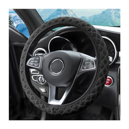 zipelo Elastic Stretch Steering Wheel Cover, Microfiber Breathable Ice Silk, Universal 15 Inch Anti-Slip Car Steering Wheel Protector, Warm in Winter and Cool in Summer, for Men and Women (Black) - color: Black