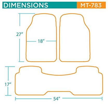 BDK MT783PLUS ProLiner Original Heavy-Duty Front & Rear Rubber Floor Mats, Gray, 3 Piece (Pack of 1) - color: Gray