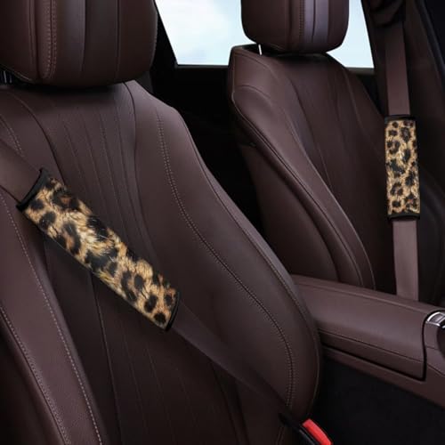 Dolyues Cheetah Print Seat Belt Covers Women Car Seat Straps Protector Trendy Car Accessories Universal Fit Most Car SUV and Truck - color: Cheetah Print Pattern