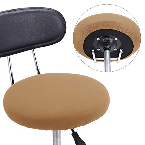 Tatuo Round Bar Stool Seat Covers Washable Stool Cushion Slipcover Elastic Bar Chair Covers for 14-17 Inch Chair (Camel Color, 4 Pieces) - color: Camel Color
