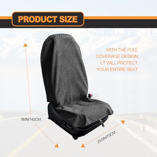 KEVWR Car Waterproof Towel Front Seats Seat Covers, Washable Seat Protector, Fit Beach Swimming Outdoor Sports, Compatible with Most Cars Trucks Suvs Car (Black) - color: Black