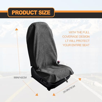 KEVWR Car Waterproof Towel Front Seats Seat Covers, Washable Seat Protector, Fit Beach Swimming Outdoor Sports, Compatible with Most Cars Trucks Suvs Car (Black) - color: Black