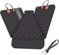 GXT Dog Back Seat Cover Protector for Cars SUV and Trucks with Mesh Window, Scratchproof Nonslip and Waterproof Material - color: Black/Orange, style: Seat Cover and Dog Seat Belt