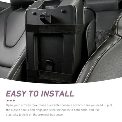 Car Armrest Box Mat, Car Console Organizer with Center Console Cup Holder, 13.78 x 7.87 x 3.15 in Armrest Pad, Universal for Most Vehicles (Black)
