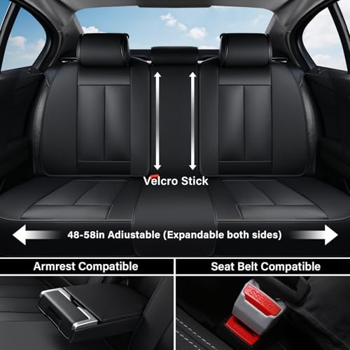 Coverado Car Seat Covers Full Set, Black Seat Covers for Cars, Automotive Seat Covers, Waterproof Nappa Leather Front Seats and Back Car Seat Protector, Universal Fit for Most Cars SUV Trucks - color: Black-A, size: FullSet