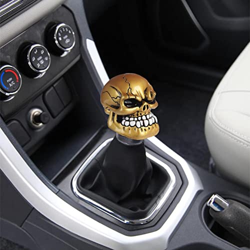 Skeleton Shifter Knobs Skull Gear Lever Handle Car Shift Head Fit Most Manual Automatic Transmission, Gold - color: Gold