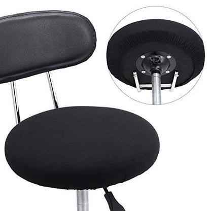 Tatuo Round Bar Stool Seat Covers Washable Stool Cushion Slipcover Elastic Bar Chair Covers for 14-17 Inch Chair (Black,4 Pieces) - color: Black