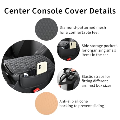 Arm Rest Cover for Car, Microfiber Leather Universal Car Console Covers Accessories with 2 Storage Bags, Pink - color: Pink