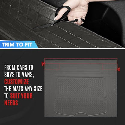 PIC AUTO Heavy Duty Cargo Liner, Trimmable All-Weather Rubber Trunk Mat for Cars, SUVs, Vans & Trucks, Anti-Slip Backing, Durable Protection, Large, Gray - color: Gray