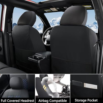 Truckiipa Tacoma Leather Seat Covers Front Pickup Truck Seat Covers Custom Fit for 2005-2015 Toyota Tacoma Double Crew Cab, Front Pair, Black&Blue - color: Front Pair/Black&Blue, size: Tacoma 2005-2015