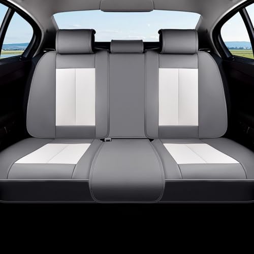 Coverado Car Seat Covers, Back Seat Cover for Dogs, Faux Leather Car Seat Covers Backseat, Car Seat Cushion, 3-Pieces Waterproof Universal Seat Covers for Cars Fit for Most Sedans SUV, Gray&White - color: Gray&White