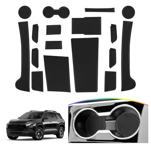SKTU Door Slot Mat for 2025 2026 Chevy Equinox Door Groove Gate Pad 17Pcs Fit 2025 2026 Chevy Equinox Accessories Door Compartment Cup Center Console Liners 2025 2026 Equinox Floor Liners (Black) - color: 2025+ Equinox Black