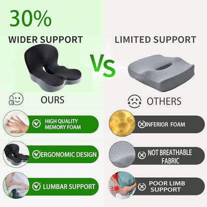 Memory Foam Buttocks Cushion for Office Chair Truck Driver Truck Seat Cushion Ergonomic Driver Seat Cushion with Lumbar Support & Sciatica Back Pain Relief, Car Seat Cushions for Driving