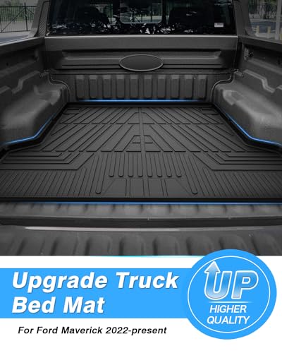 Powerty Truck Bed Mat for Ford Maverick (Gas & Hybrid XL/XLT/Lariat Models) 2022 2023 2024 2025 2026 Accessories All Weather Truck Bed Liner TPE Pickup Bed Mat Black - size: For｜Ford Maverick｜22-26｜Truck Bed Mat