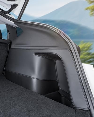 Model Y Juniper 2025 2026 Trunk Side Protector Pads, Leather Velcro Stick Cargo Side Protect Mat Compatible with Tesla 2026 Model Y Juniper Interior Protection Accessories Set of 2 (Left + Right Side)