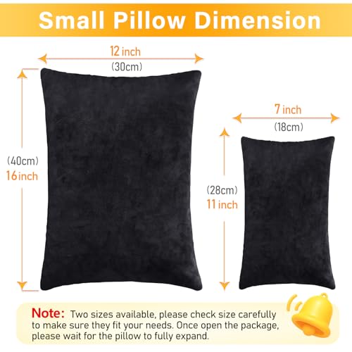 1 MIDDLE ONE 2 Pack Small Pillow, 16 X 12 Inches, Memory Foam Mini Pillow for Travel, Camping, Sleeping, Nap and Neck, Knee, Lumbar Support, Tiny Cushion for Pet, Dogs (Black) - color: Black, size: 16x12 inch
