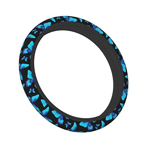 Blue Butterfly Steering Wheel Cover 15 Inches for Women Men, Neoprene Anti-Slip Cute Car Steering Wheel Grip Wrap Car Accessories Protective Case Cover for Vehicle Truck SUV - color: Blue Butterfly