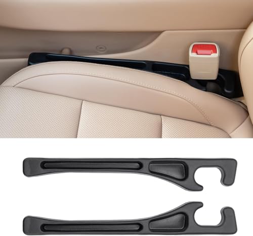Car Seat Gap Filler 2 Pack, No Drop Seat Guard for Cars SUVs Trucks, Car Accessories Interior for Between Seat and Console, Prevent Stop Cellphone Wallet Keys Coins and Card from Dropping - color: 2025 New Black with Dual Slot