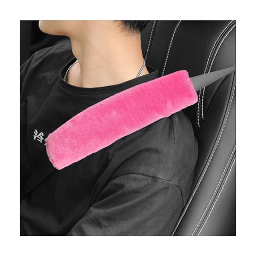 2PCS Car Seat Belt Cover Pad, Soft Auto Seatbelt Protector for a More Comfortable Driving, Fluffy Plush Seatbelt Shoulder Pad for All Vehicles and Backpack, Car Accessories (Pink) - color: Pink