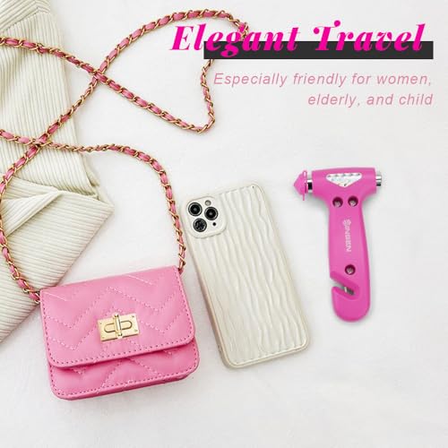 SINSEN Car Safety Hammer, Automotive Window Breaker and Seatbelt Cutter for Women, Roadside Emergency Kit, 3 in 1 Escape Tools, Road Trip Essential and Must Haves (1, Pink) - color: Pink, size: 1