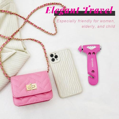 SINSEN Car Safety Hammer, Automotive Window Breaker and Seatbelt Cutter for Women, Roadside Emergency Kit, 3 in 1 Escape Tools, Road Trip Essential and Must Haves (1, Pink) - color: Pink, size: 1