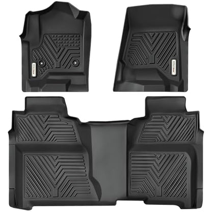YITAMOTOR Floor Mats Compatible with 2014-2018 Chevy Silverado/GMC Sierra 1500 Crew Cab, 2015-2019 Silverado/Sierra 2500 HD/3500 HD Crew Cab, All-Weather 1st & 2nd Row, Black - style: 2014-2018 & 2015-2019 Crew Cab Bucket Seat NEW
