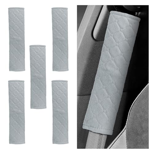 5PCS Car Seat Belt Pads Cover - Soft Comfort Seatbelt Covers Protect Your Neck and Shoulders - Auto Seat Belt Shoulder Strap Cover Protector Pads - Shoulder Cushion Harness Pad for Car/Bag (Grey) - color: Grey