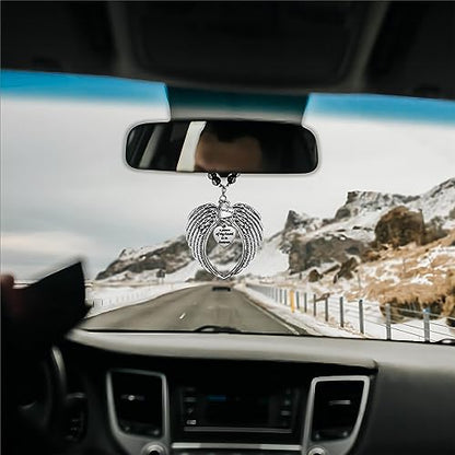 Loss of Grandma Ornaments Angel Wings, A Piece of My Heart is in Heaven Ornament for Rear View Mirror Car Charm Hanger, Memorial Ornament for Loss of Loved One, Sympathy Gift - style: Grandma