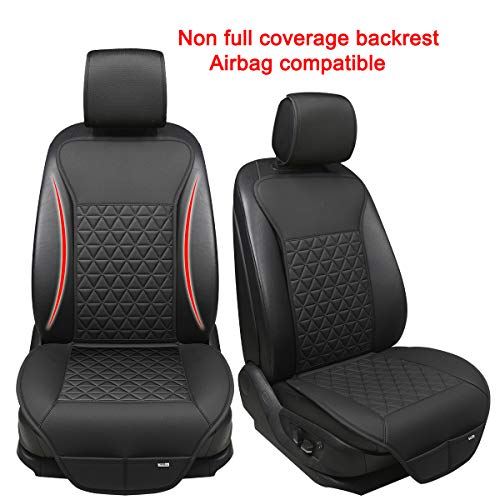 Black Panther 1 Pair Luxury PU Car Seat Covers Protectors for Front Seats, with Partial Backrest Coverage (Middle Part Only), Triangle Pattern, Compatible with 95% Cars - Black - color: Triangle Pattern - Black
