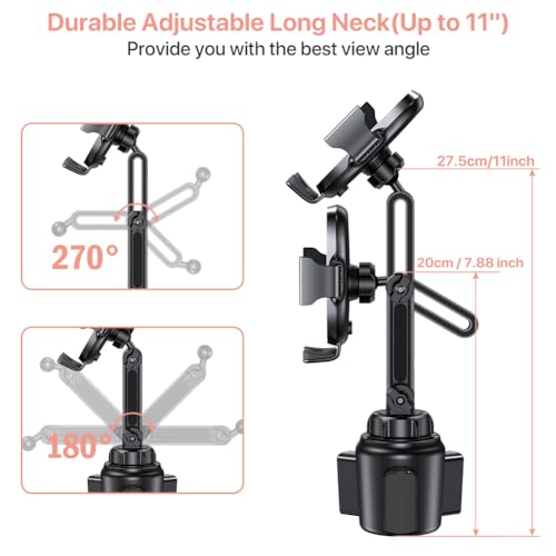Miracase Universal Cup Phone Holder for Car, [Upgraded Version] Adjustable Long Neck Car Cup Holder Phone Mount Cradle Friendly Compatible with iPhone Samsung Google and All Smartphones, Pink - color: Pink