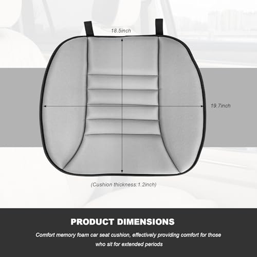 Car Seat Cushion, Breathable Driver Seat Protector with 1.2" Thick Comfortable Memory Foam, Universal Non-Slip Chair Pillow Pressure Relief Cushion Pad for Car Home Office (Gray) - color: Gray