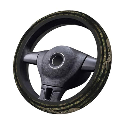Military Camo Camouflage American Flag Hunting Deer Tactical Army Car Steering Wheel Cover,Non-Slip Elastic Neoprene-Sweat Car Accessories,Universal 15 Inch Fit Auto, Vans Trucks,Suvs, Truck - color: Camo Camouflage American Flag Hunting Deer